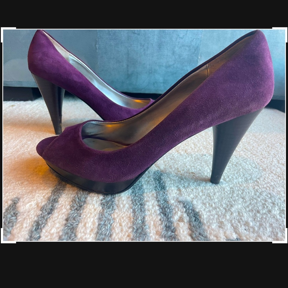 Style & Co Celine Plum Purple Suede Peep Toe Pump